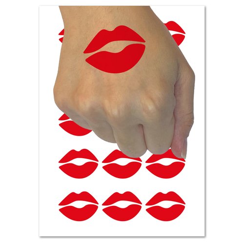 Kiss Lips Temporary Tattoo Water Resistant Fake Body Art Set Collection - 15 2" Tattoos (1 Sheet)