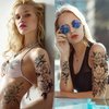 Cerlaza Temporary Tattoos for Women, Henna Fake Flower Tattoos Stickers for Adults, Semi Permanent Half Sleeve Tattoos Body Leg Makeup Waterproof, Flower Tatuajes Temporales-12 Sheets