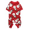 Cute Snowman Xmas Pet Clothes for Dog Pajamas Soft Christmas PJS, Medium Red Back Length 16"
