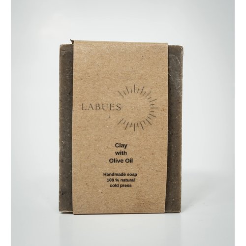 LABUES Natural Handmade Gift Set - Travel Size Shampoo Bar and Conditioner-10-15 hair washes, Hand Made Clay Soap, Natural Loofa and Turkish Face Towel –Reduces acne and blemishes.