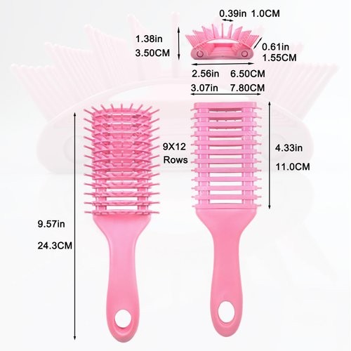 Mubril Vented Detangling Hair Brush丨Faster Blow Drying Hair Brush丨Wet & Dry Scalp Massager for All hair types丨Glides Through Tangles Ease for Men & Women & Children & Kids (Pink)