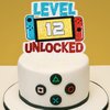 Level 12th Unlocked Cake Topper - Electronic Games Theme Boys Birthday Party Decorations Supplies - 12th Happy Birthday