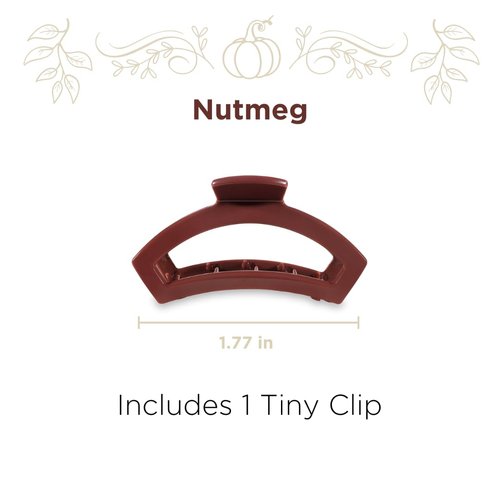 TELETIES - Tiny Open Claw Clip - Strong Grip, Bendable Teeth, Comfortable Open Cutout Design - Ideal for Thin Hair, Kids, Half-up Hairstyles - For All Hair Textures - Fall Collection - Nutmeg