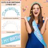 BAHABY Birthday Crowns for Women, It's My Birthday Sash & Birthday Headband Set Princess Birthday Sash and Tiara Birthday Gifts for Women Girls Sweet Happy Birthday Accessories for Party- Blue