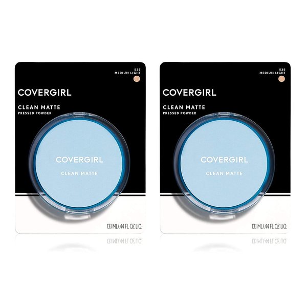 Covergirl Clean Matte Pressed Powder, Medium Light, 0.35 Oz, Pack of 2 (Packaging May Vary)