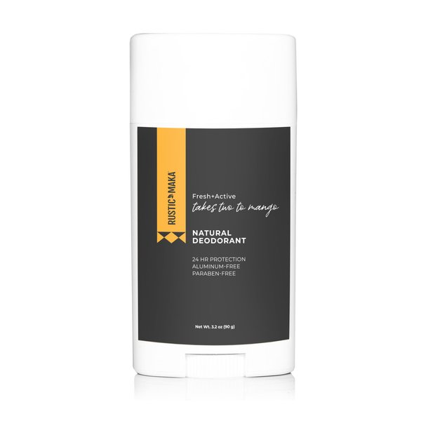 Rustic MAKA Natural Deodorant, Takes Two To Mango (Mango + Lime), Free of Aluminum, Baking Soda & Parabens, Activated Charcoal + Magnesium, Continuous Odor Control