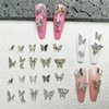KACHIMOO 100pcs Butterfly Nail Charms Butterfly Charms for Nails Gold Butterfly Nail Charms 3D Nail Butterfly Charms Aolly Butterfly Charms for Acrylic Nails DIY