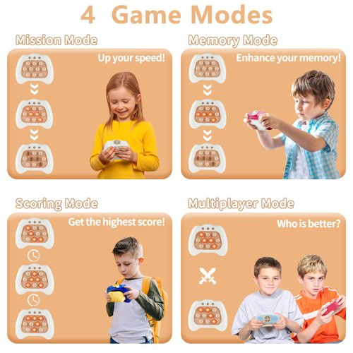 Infowush Pop Fidgets Game Toys,Handheld Game for Kids 6-8,Quick Push Game,Bubble Stress Pop Light Up Game Birthday Gifts for Boys Girls Teens Dark Pink