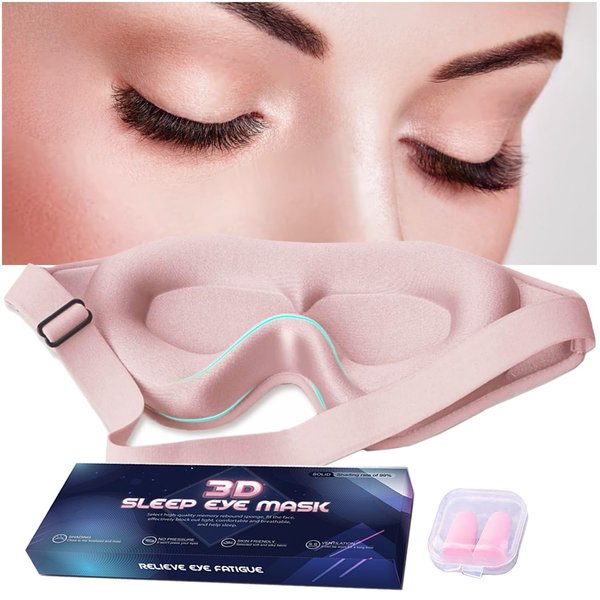 3D Eye Mask for Lash Extensions, Lash Sleeping Mask Eyelash Protector for Women, Light Blocking Deep Contoured Eye Covers for Sleeping with No Pressure Cup & Adjustable Strap for Sleep Yoga Travel