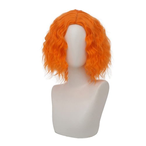 Dai Cloud Orange Curly Wigs for Men Short Kinky Curly Hair Wig with Middle Part Cosplay Anime Costume Synthetic Halloween Wigs