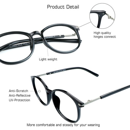 VisionGlobal Blue Light Blocking Glasses for Women/Men, Anti Eyestrain, Computer Reading, TV Glasses, Stylish Oval Frame, Anti UV, Anti Glare(Black,2.50 Magnification)