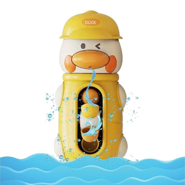 Baby Bathtub Toys Duck Bath Toy for Kids Age 1-3 Whirling Waterfall Spinning Wheel Water Toy Toddlers Bathroom Pool Bathtub Beach Toys Yellow Duck Water Toy