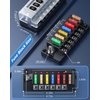 EXTRACTME 12V Fuse Block, 6 Circuit 12 Volt Blade Fuse Box Kit with LED Indicator, ATO Blade Fuse Block Compact with Cover, Fuse Panel Relay Box Kit for 12V/24V Automotive Marine Truck Car Boat RV
