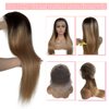 32 Inch Lace Front Wig Human Hair Highlight Brown to Honey Blonde Straight Lace Front Wigs Human Hair Brown HD Transparent Ombre Lace Frontal Wigs Pre Plucked with Baby Hair with HD Lace Frontal Wig