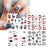 XIELIME 24 Sheets Halloween Nail Stickers Day of The Dead Water Transfer Nail Decals Skull Ghost Eye Hulk Clown Witch DIY Nail Art Stickers Halloween Party Supply Fingernails Toenails Decoration