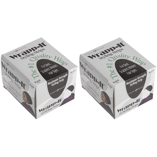 Generic Wrapp-it Styling Strips for Natural Hair Wrap and Molded Styles by Graham Beauty (PACK OF 2), Black