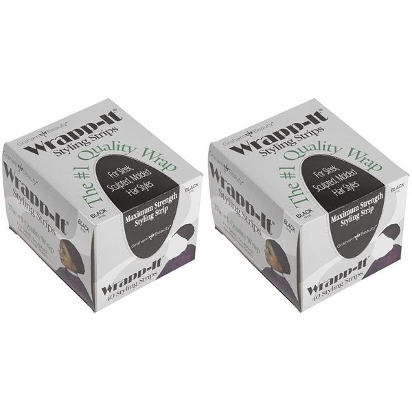 Generic Wrapp-it Styling Strips for Natural Hair Wrap and Molded Styles by Graham Beauty (PACK OF 2), Black