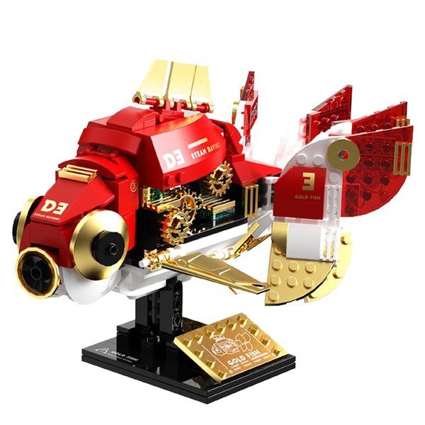 DAHONPA Goldfish Building Blocks Set 334 Pieces, Half-Body Mecha Fish Animal Series Build Blocks Toy, Gift for Kid and Adult