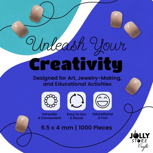 JOLLY STORE Crafts - Mini Pony Beads, Easy-to-Use Reusable Jewelry-Making/Bracelet Beads for Art, Craft Decorations & More, 6.5 x 4mm Beads, Crafted in The USA, Opaque Tan, 1000 pcs (Pack of 1)