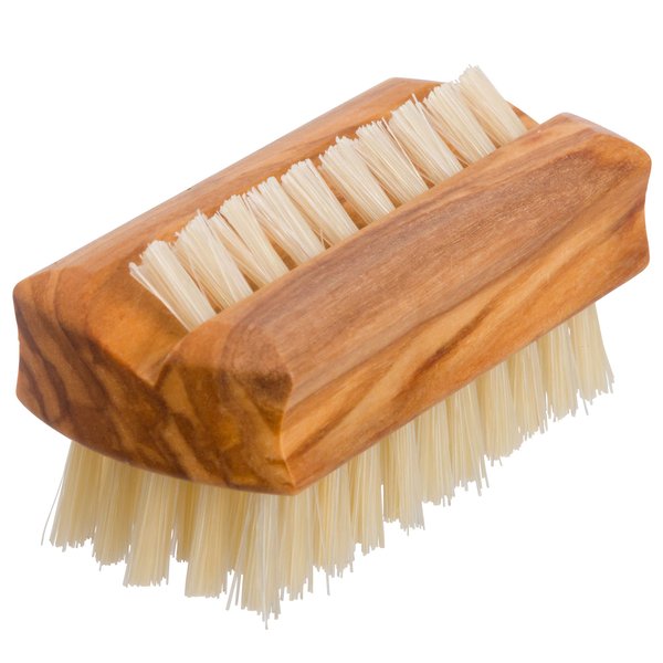 Redecker Natural Pig Bristle Travel Nailbrush with Waxed Olive Wood Handle, 2-1/4-Inches