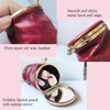 RRBMMH Leather Lipstick Pouch Mini Cosmetic Bag with Mirror Foldable Makeup Pouch for Travel Portable Leather Coin Purse