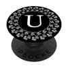 Fun Cell Phone Pop Up Holder,Cute White Floral Rose Letter U PopSockets Grip and Stand for Phones and Tablets