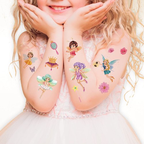 Awinmay Fairy Temporary Tattoos for Kids - 145 Pieces Glitter styles body Face Makeup Fake Tattoos for Girls,Birthday Party Tattoos Stickers Supplies,Holiday Party Favors Gifts Goodie Bag 10 Sheet