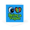 3dRose Greeting Cards - Bright Eye Heart I Love Being a Vegan - 12 Pack - Eye Heart I Love Designs