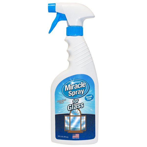 MiracleSpray for Glass -16 Fl Oz - Streak Free Cleaning Wipes for Mirrors, Windows, Kitchen, Home, and Auto