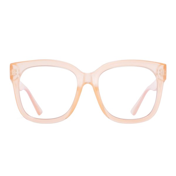 JIM HALO Oversized Blue Light Glasses for Women Square Chunky Bluelight Computer Glasses Reduce Eye Strain Apricot