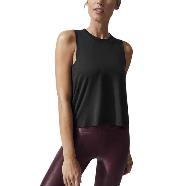 Mippo Women's Sleeveless Workout Tank Top - Gym Active Crop, Muscle Running Clothes, Black L