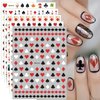 JMEOWIO 8 Sheets Poker Nail Art Stickers Decals Self-Adhesive Pegatinas Uñas Black Red Heart Nail Supplies Nail Art Design Decoration Accessories