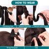EMMOR Long Braided Ponytail Extension with Hair Straight Wrap Around Ponytail Hair Extensions with Hair Tie Soft healthy Synthetic Hair Piece for Women girls Daily(33 inch Black ）