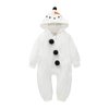 GRNSHTS Baby Boy Girls Christmas Romper Velvet Hoodied Snowman Jumpsuit Toddler Costumes Xmas Clothes (White, 2-3 Years)