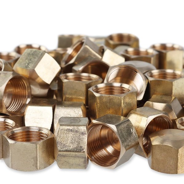 LTWFITTING 3/8-Inch Brass Compression Cap Stop Valve Cap,Brass Compression Fitting(Pack of 60)