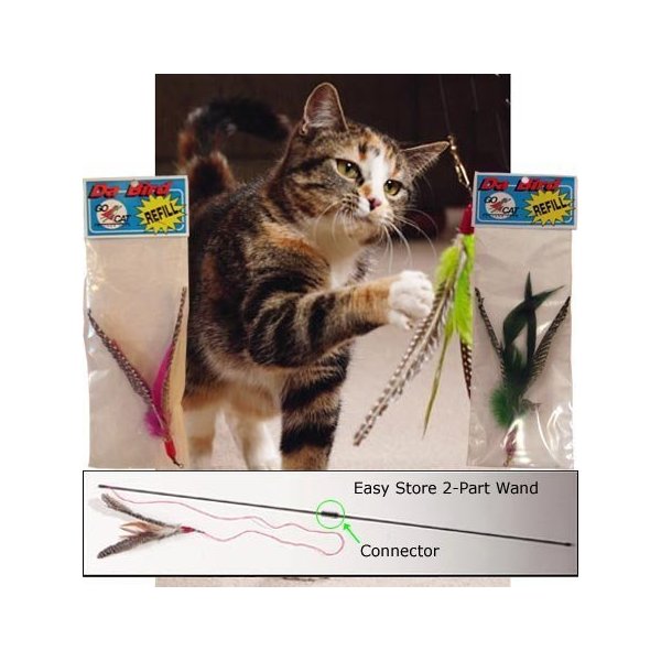 Da Bird Pull Apart Value Pack (1 Pull Apart Da Bird Pole Cat Toy & 2 Extra Guinea Feather Refills) by Da Bird