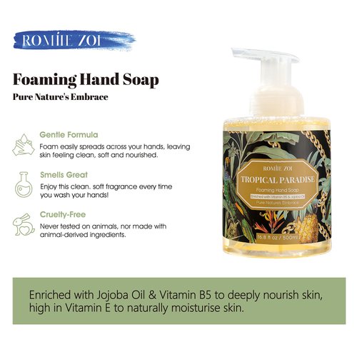 ROMIIE ZOI Foaming Hand Soap with Gift Box- Tropical Paradise - Biodegradable Formula Moisture & Revitalize - 500ml/ 16.8oz