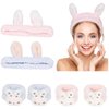 YISSION 6Pcs Face Wash Headbands and Wristbands Set Bunny Ears Headbands Spa Headband Makeup Headband Skincare Headbands with Wristbands for Women Girls Washing Face(Blue Pink)
