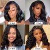 Fadaina 16 Inch Bob Wig Human Hair Wavy Body Wave 13x4 Lace Front Human Hair Wigs For Black Women Glueless Wigs Human Hair With Elastic Band Lace Frontal Wigs
