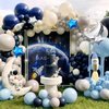 Outer Space Balloon Arch Kit, Navy Blue And White Grey Sea Blue Moon Star Foil Balloon for Boy Kids Space Birthday Astronaut UFO Theme Graduation Party Over The Moon Baby Shower Decorations