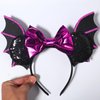 CIVFCRT Halloween Mouse Ears Headbands Purple Bat Purple Shiny Bows Mouse Ears Headbands Halloween Hair Decoration and Mouse Themed Party Supplies Costume Cosplay Decoration for Women(Bat)