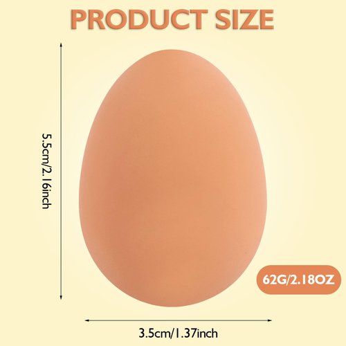 JiaUfmi 12 Pcs 2.16 Inch Rubber Bouncing Egg Brown Fake Bouncy Balls Realistic Soft Bouncing Eggs Bulk for Easter Party Favors Funny Pet Toy
