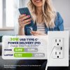 Leviton T5635-E 30W USB Dual Type-C Power Delivery In-Wall Charger with 15A Outlet, USB Charger for Smartphones, Tablets, Black