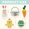 5Pcs My First Easter Basket Stuffed Plush Playset Easter Basket Stuffers Stuffed Cartoon Bunny Easter Egg Plush Basket for Kids