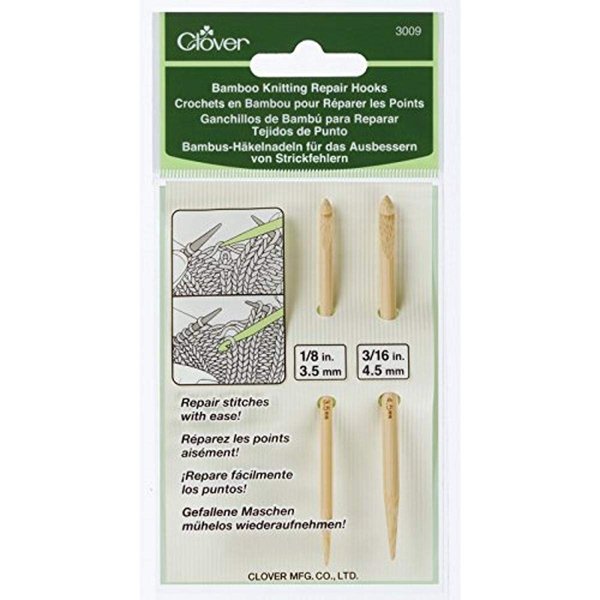 Clover 3009 Needlecraft Bamboo Knitting Repair Hooks