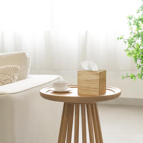 Mkono Tissue Box Cover Square Open-Bottom Wood Tissue Box Holder Decorative Facial Cube Organizer Modern Farmhouse Decor for Bathroom Bedroom Dresser Living Room Office Dorm, Natural