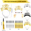 Erweicet New Year Party Supplies Kit 2025, 41 Pcs Party Favors with Black, Gold, Silver Hats, Headbands, Glasses, and Noise Makers