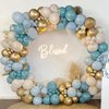 BBeipulas 83Pcs Dusty Blue Balloon Arch Kit 12in Dusty Blue Balloon and Metallic Gold Balloons Confetti Balloons for Baby Shower Decorations Boy Wedding Engagement Bachelor Birthday Decorations