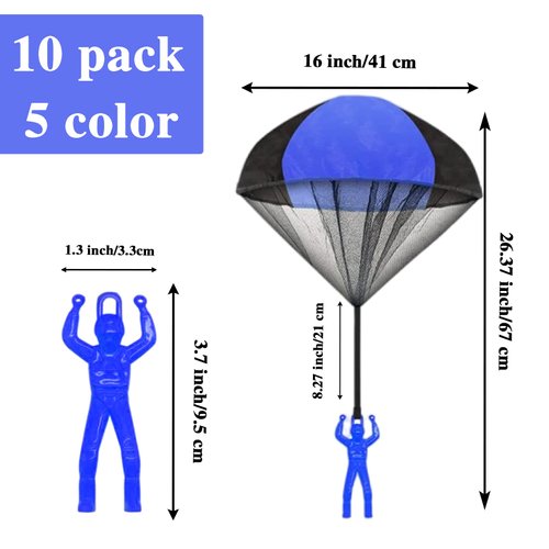 10 Pack Parachute Toy,Tangle Free Throwing Toy Parachute,Outdoor Toss It Up Flying Toys for Kids,Gifts(5 Colors)