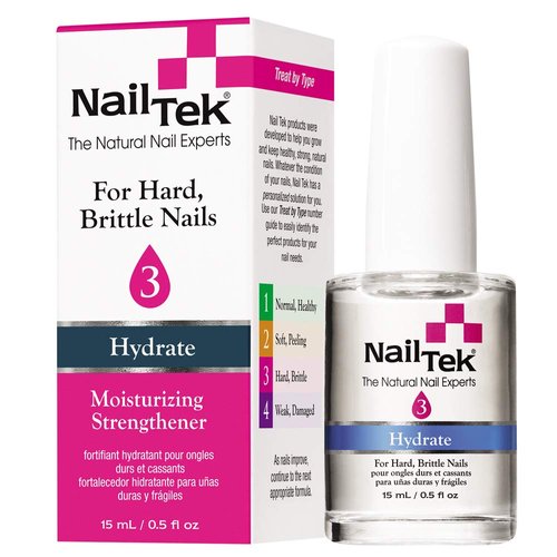 Nail Tek Hydrate 3, Moisturizing Strengthener For Hard And Brittle Nails, Conditions, Fortifies, Hydrates, and Protect Nails, On-The-Go Daily Nail Treatment, 0.5 Oz,1-pack